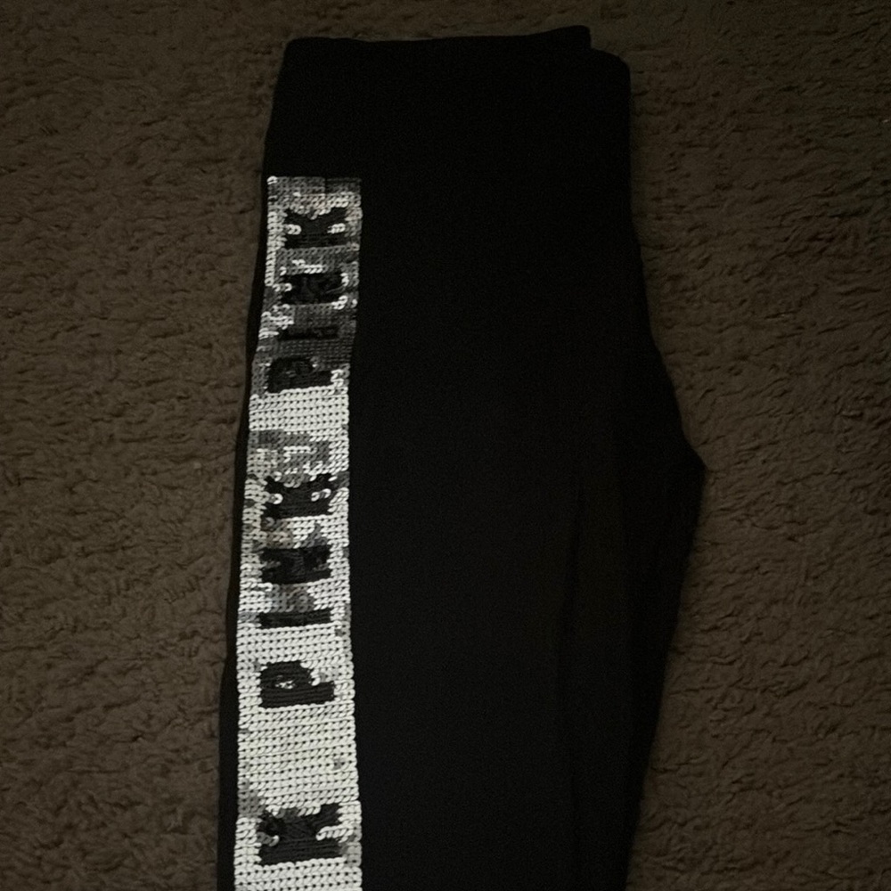 Black and Silver Leggings with Striking Side Stripe